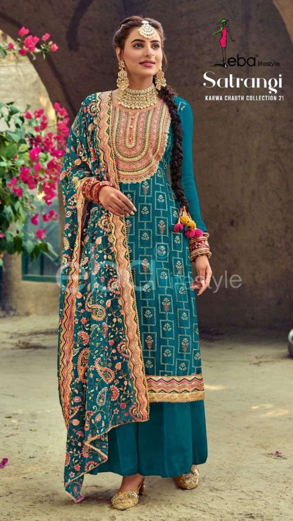 Eba Lifestyle Satrangi Georgette With Heavy Embroidery Work Salwar Suits Collection