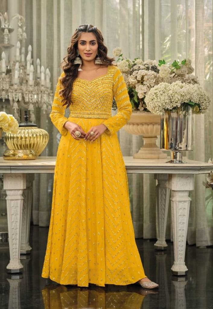 Eba Mahira Georgette Chinon Embroidery Wedding Wear Designer Salwar Suits Collection