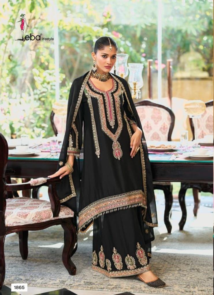 Eba Motifs  Embroidery Work Kurti Plazzo And Dupatta