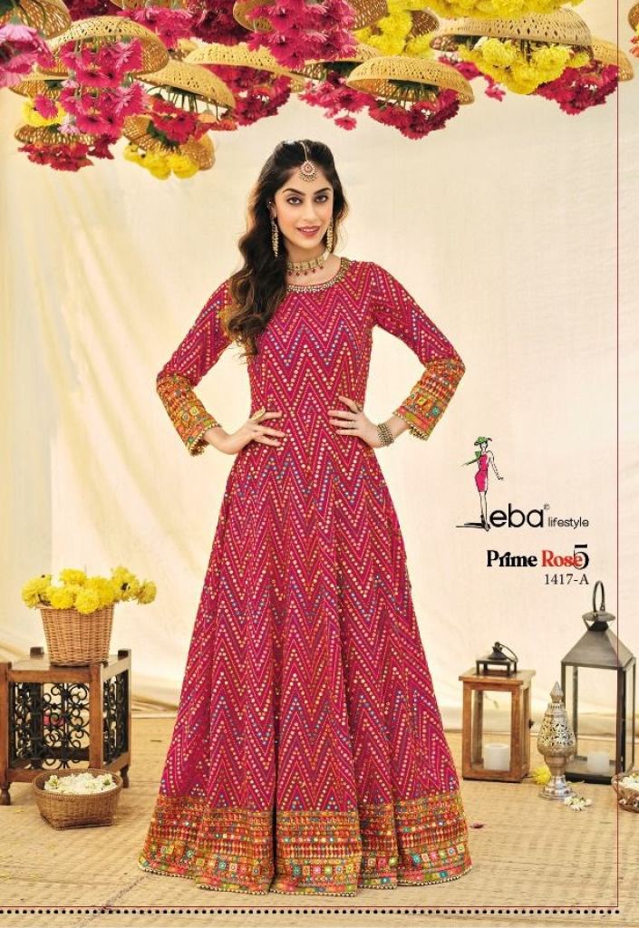 Eba Prime Rose vol 5 Georgette  Embroidery  Designer  Long gown 