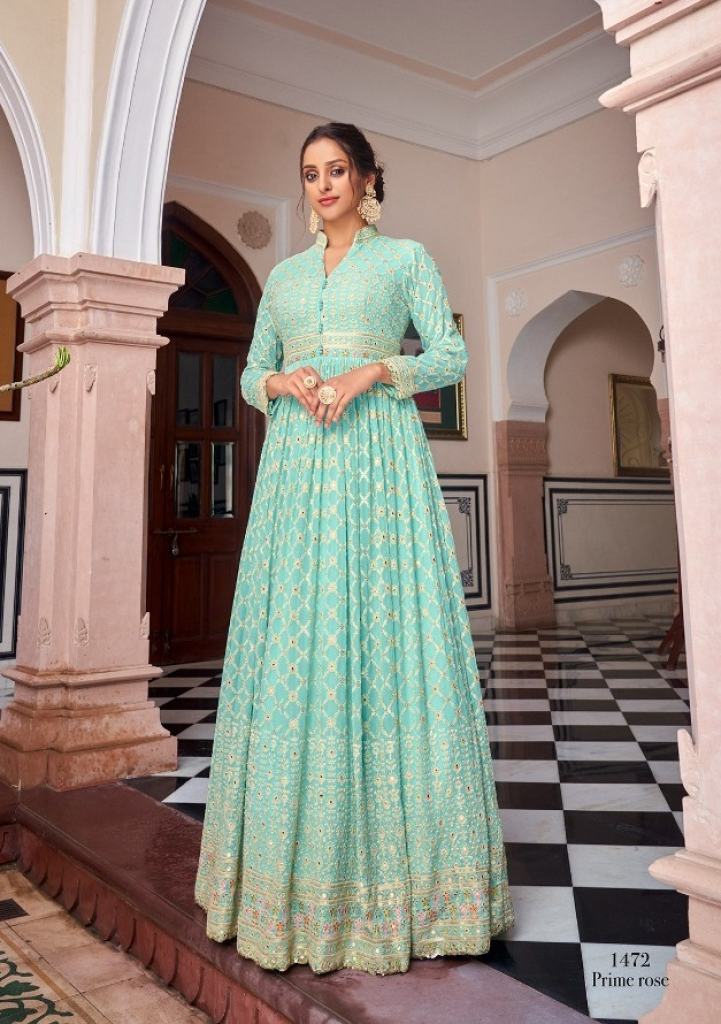 Shruti suit by ghunghat partywear traditional floor touch dress with  dupatta catalog at wholesale price