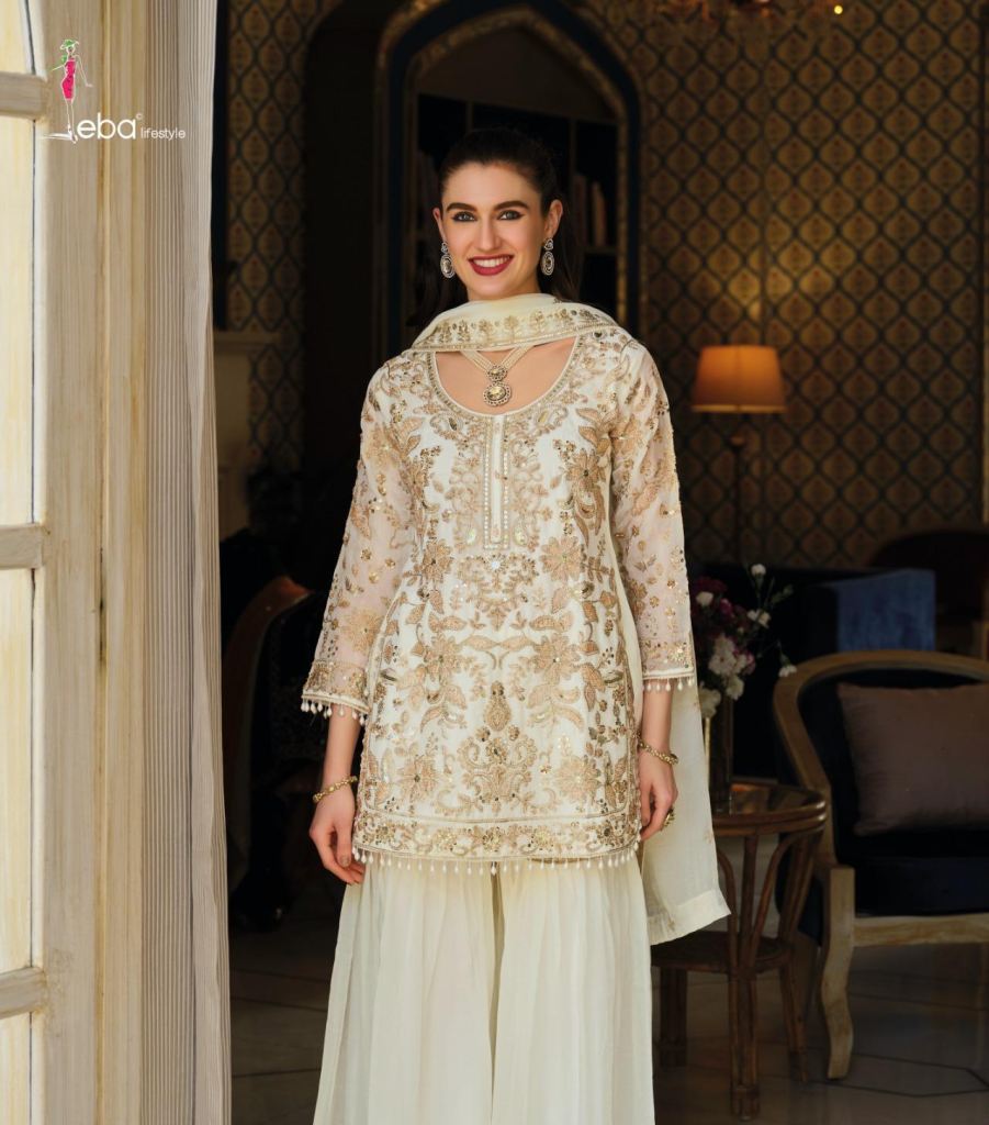 Eba Sajdah Black And White Nc Beads Worked Salwar Kameez