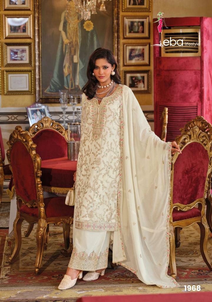 Eba Sangit Black And White Embroidery Top Bottom And Dupatta