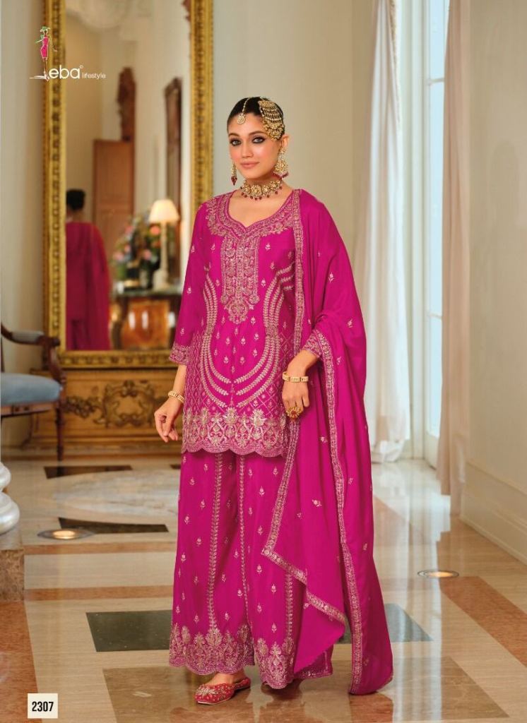 Eba Sargam Embroidery Work Top Bottom And Dupatta