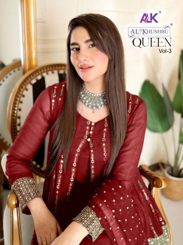 Eid Spacial Pakistani Alk Khushbu Queen 4008 Georgette Designer Dress Material  