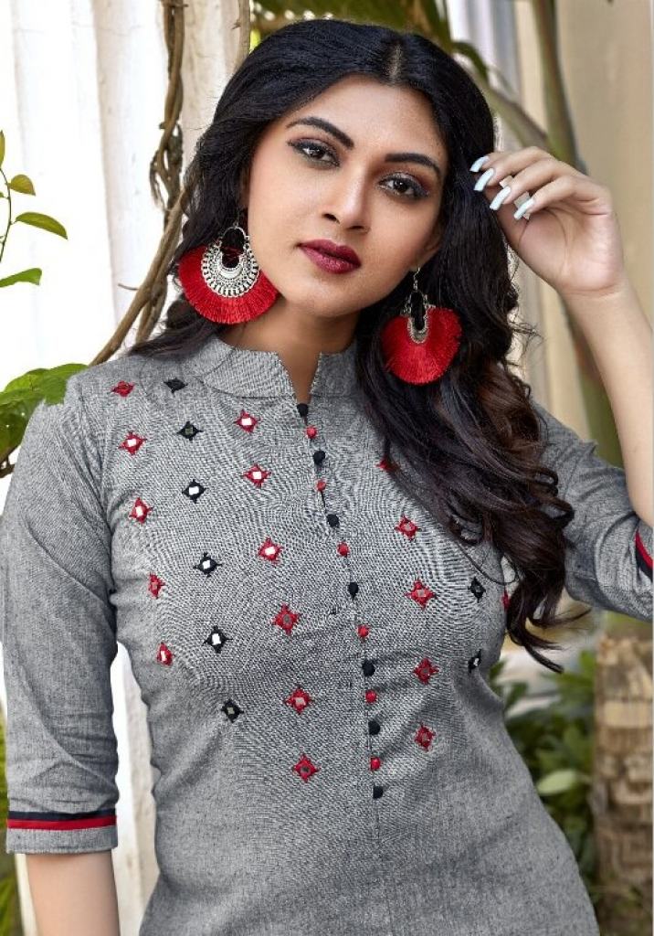 FG Krisha 11 Cotton Designer Embroidery Kurti With Bottom