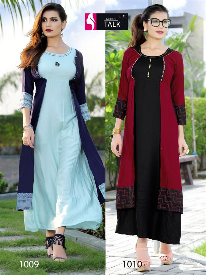 FT by Dream Girl Heavy Rayon Kurti With Attached Koti catalogue 111574415818