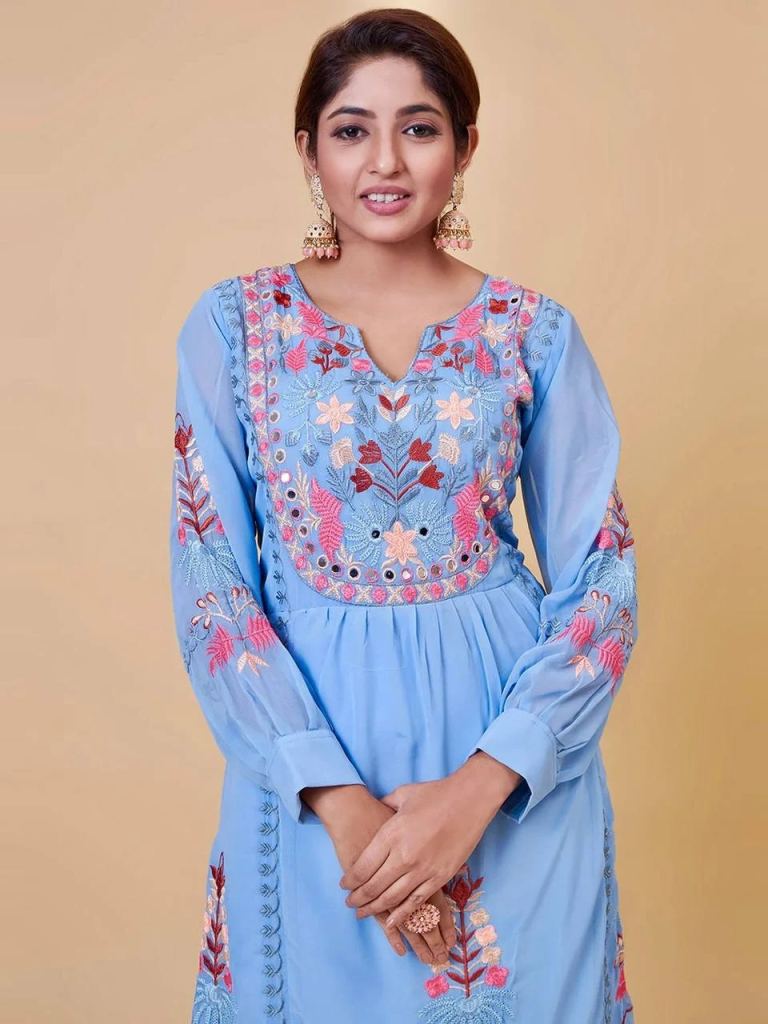 HOOR TEX H 76 FAUX GEORGETTE KURTIS Stunning catalog Rehmat Boutique