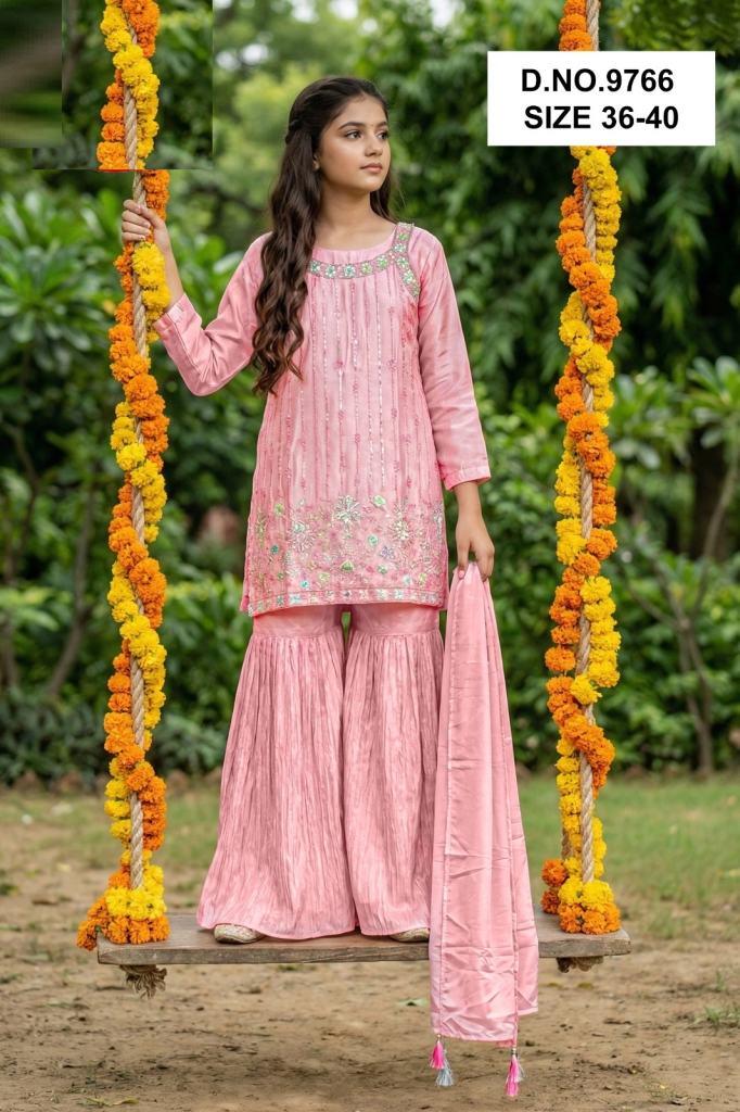 Falina 9766 Embroidery Kurti With Sharara Dupatta