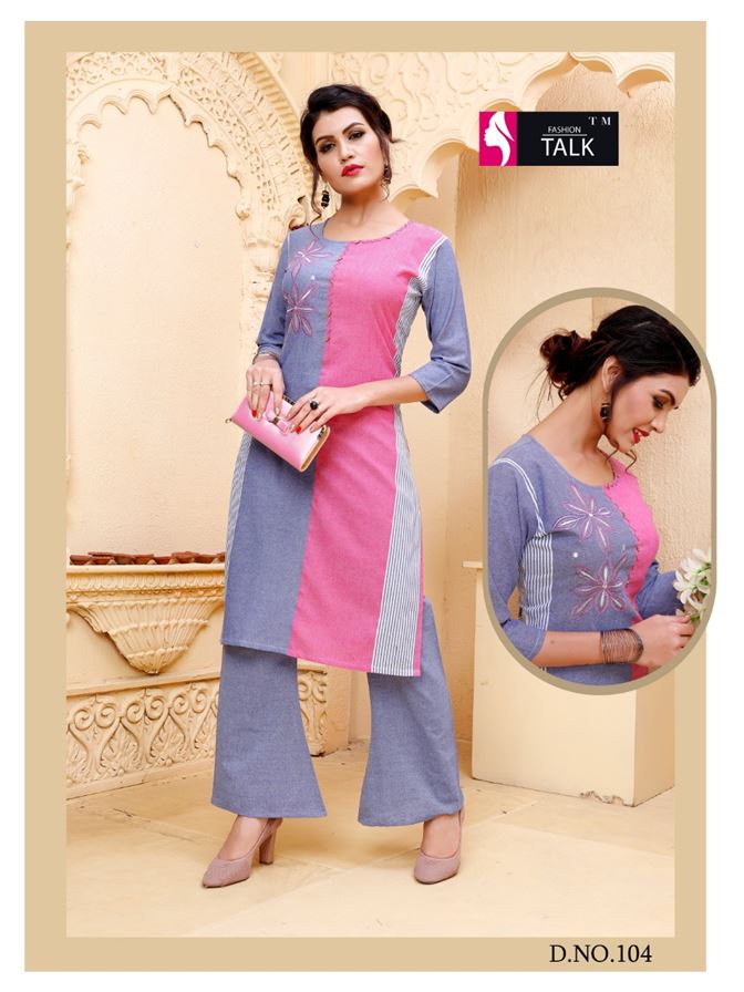 Fashion talk present Chitra Heavy Cotton Kurti With Palazzo collection