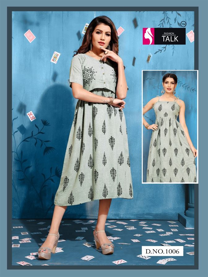 Fashion talk present Tucute Stylish Seprate Jacket Style Heavy Rayon Kurtis catalogue 21573030391