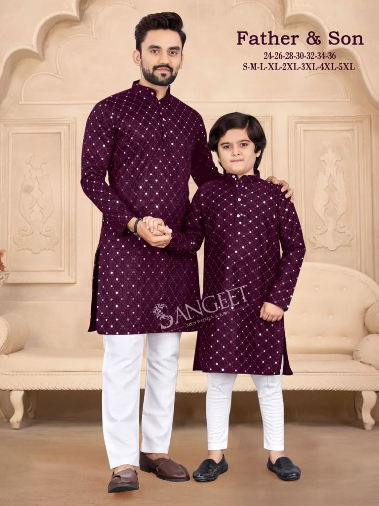 Father And Son 3 Silk Short Kurta Combo