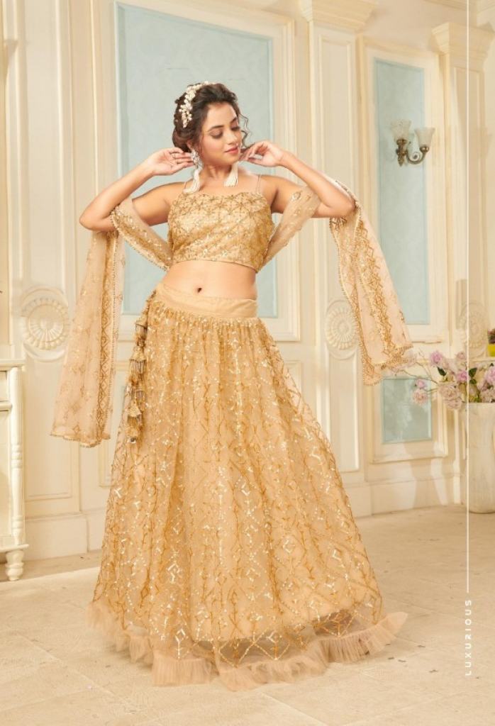 Fc Presents Glamour 1006 sequin golden Lehenga Collection