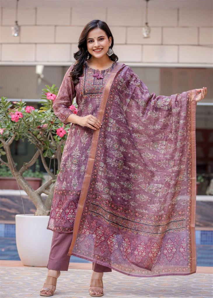 Festival Dt Mansa 1 Purple Chanderi Silk Printed Fancy Salwar Suit  