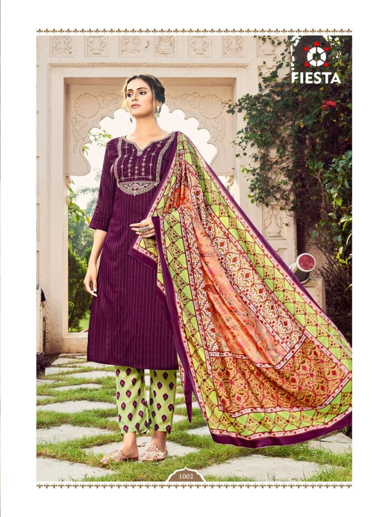 Fiesta Nargis Catalog Fancy Wear Cotton Embroidery Top Bottom Dupatta 