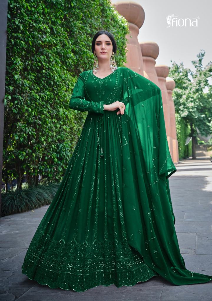  Fiona Saina Georgette Embroidery Exclusive Wear Gown With Dupatta Collection