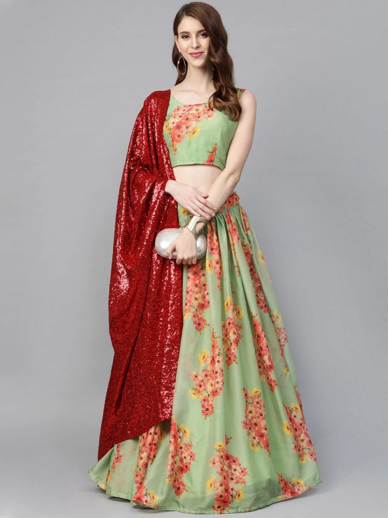 Floral Premium Orgenza  Printed Lehenga Collection