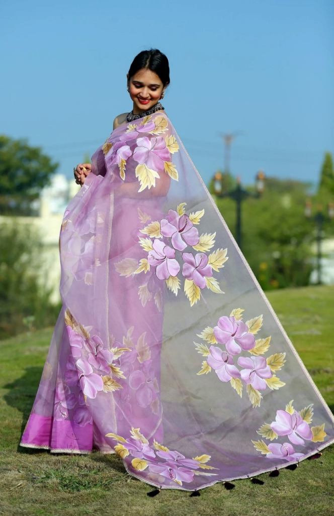 Floral organza sarees multi colour online Buy Classy Designer Organza Sarees  collection