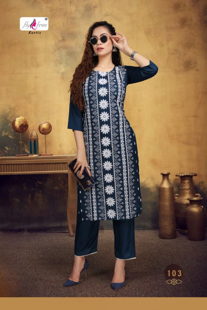 Fly Free   Sunaina Fancy  Regular Wear Designer Kurtis  with bottom catalog