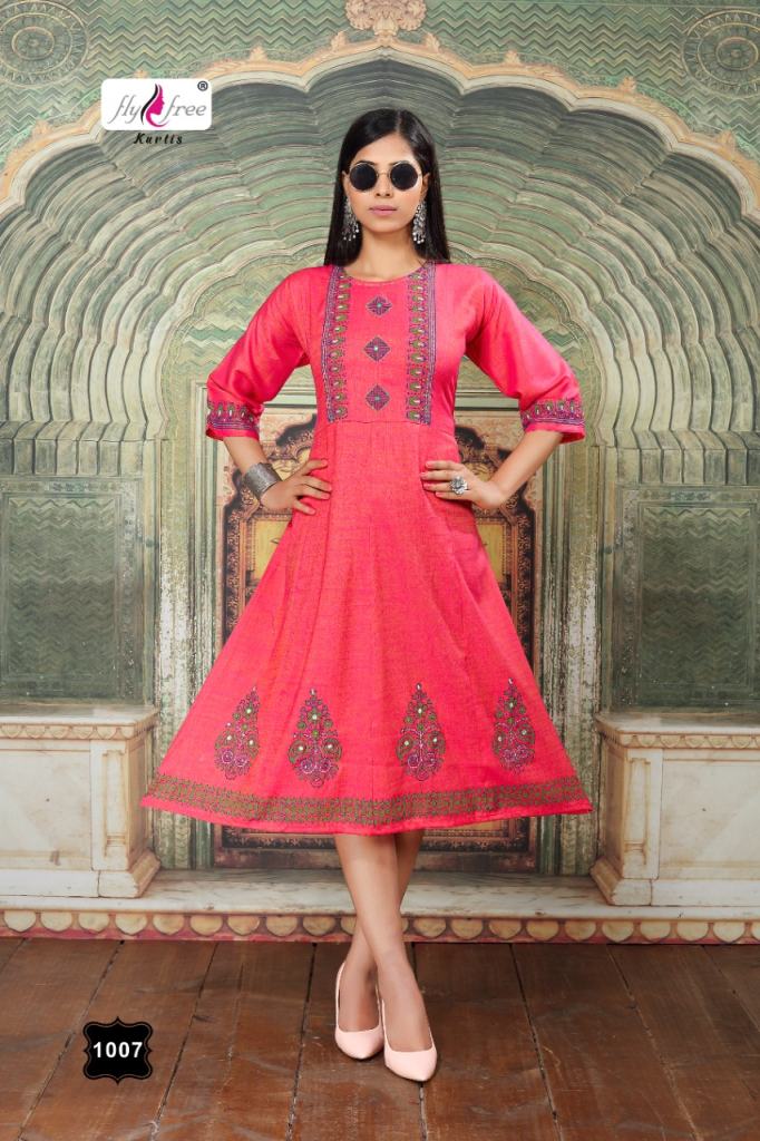 Fly Free Sweet Rayon Stylish Anarkali Kurtis Catalog