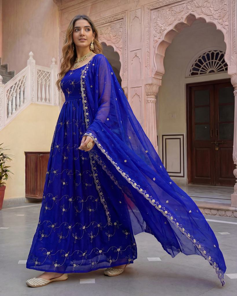 Foram 01 Embroidery Gown With Dupatta