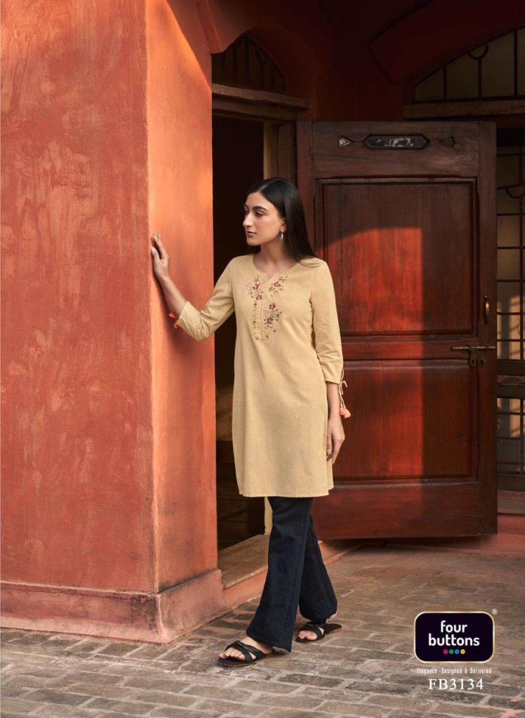 Four Buttons Tulip vol  3 Short Cotton Kurtis Collection