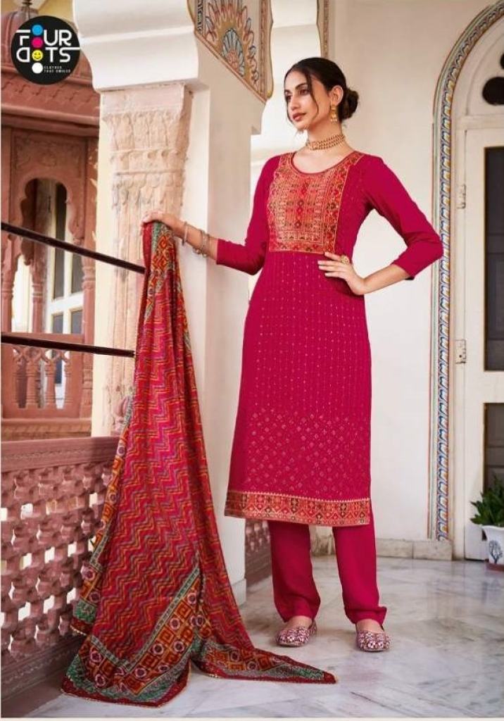 Four Dots Adhira vol 3 Festive Wear Designer Dress Material catalog