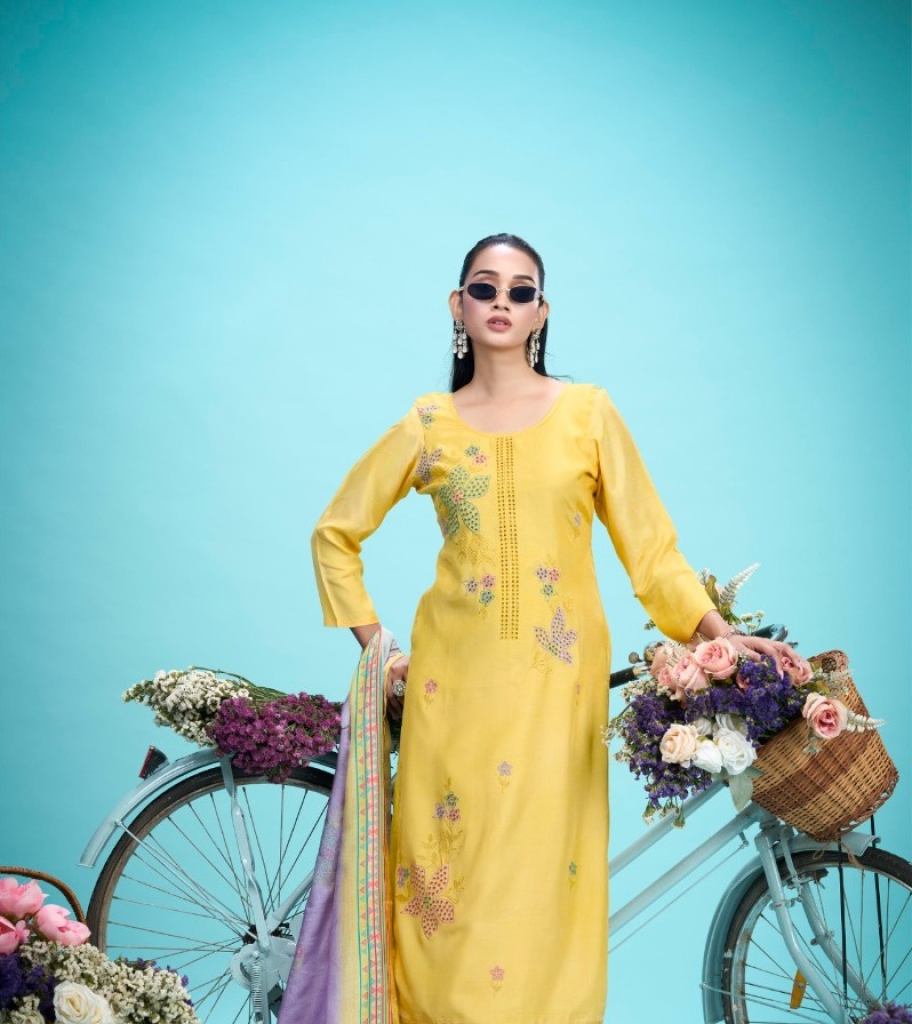 Four Dots Rukmini Worked Dress Material