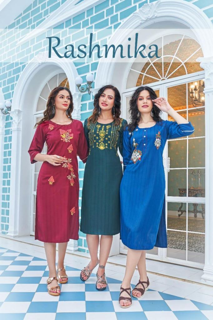 Ft Rashmika vol 1 Embroidery Rayon Kurti Collection