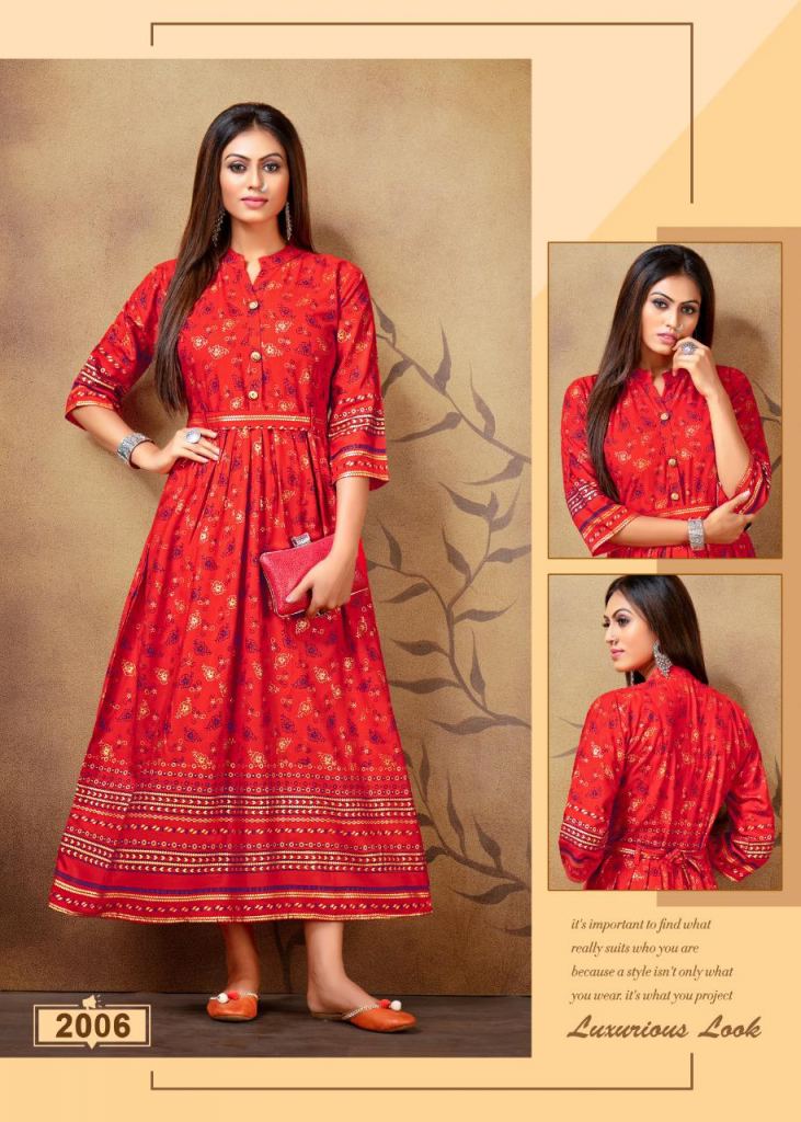 Red Cotton Embroidery Kurti | Reeta Fashion
