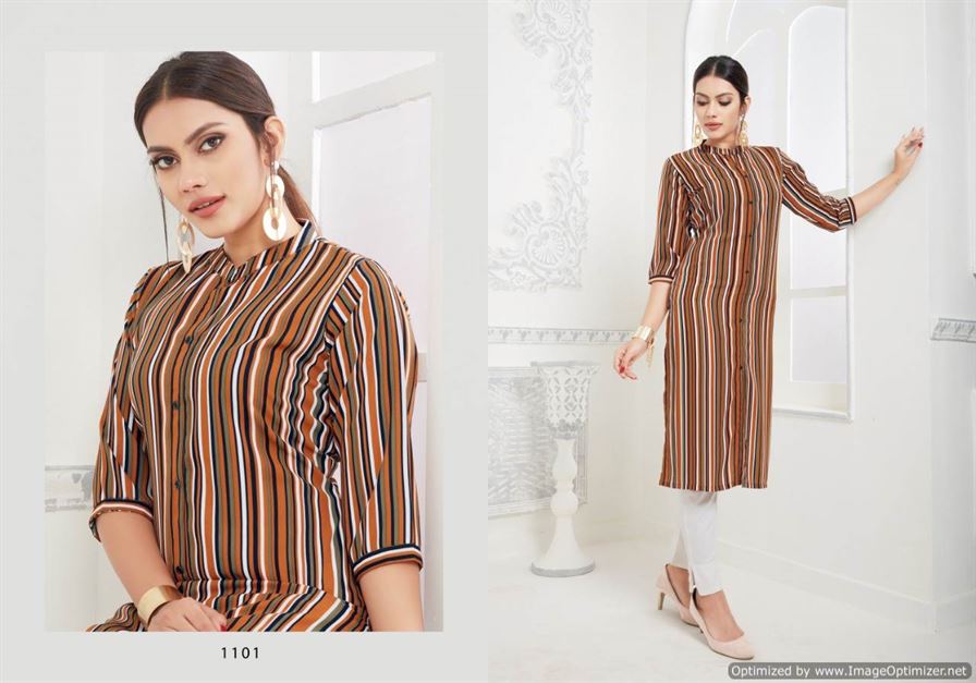 STRIP BY POONAM DESIGNER RAYON LINEN KURTI MANUFACTURER AT SURAT - Reewaz  International | Wholesaler & Exporter of indian ethnic wear catalogs.