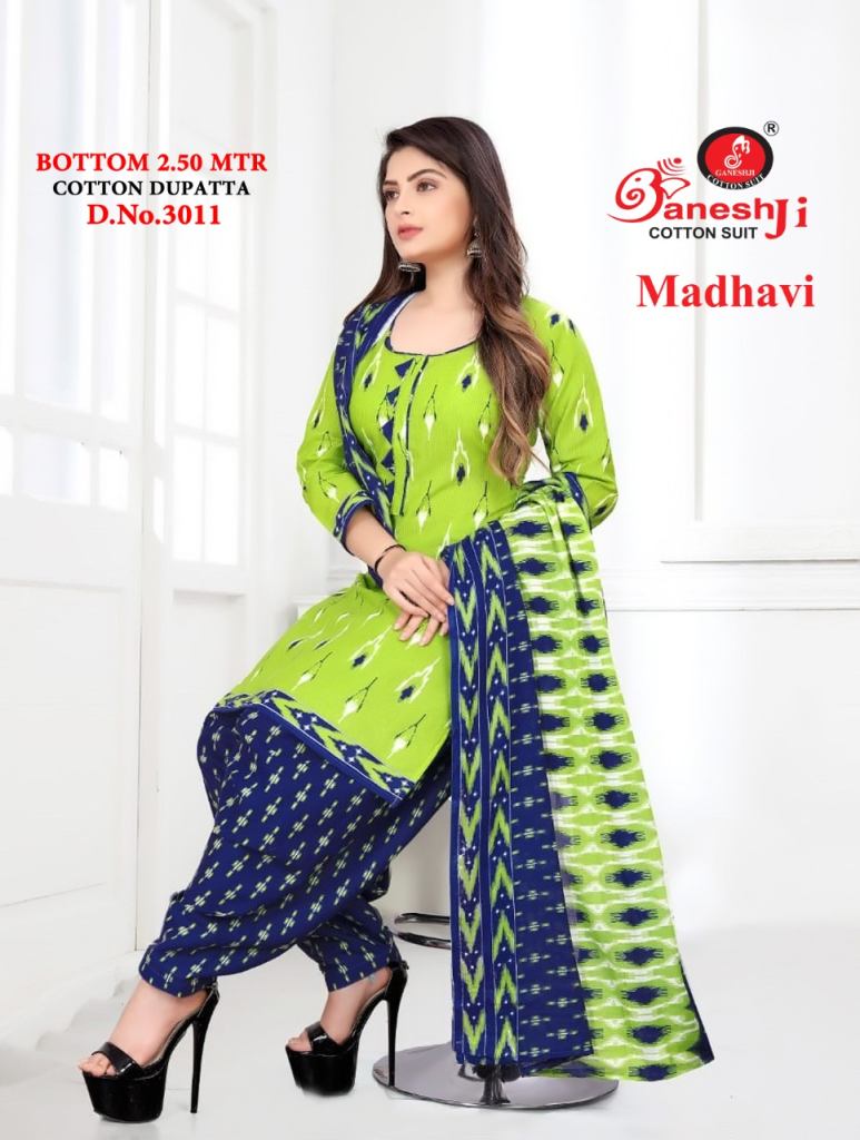 Buy Ganeshji Madhavi Patiyala vol 3 Cotton Printed Dress Material ...