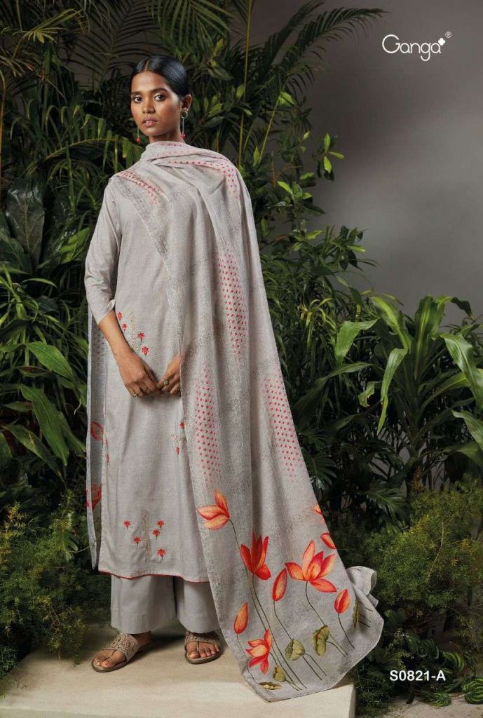 Ganga Ailee S0821 Cotton Printed Dress Material