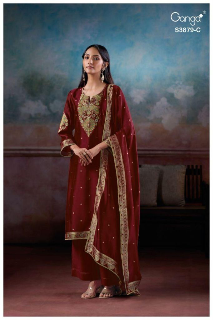 Ganga Avry 3879 Embroidery Work Salwar Kameez