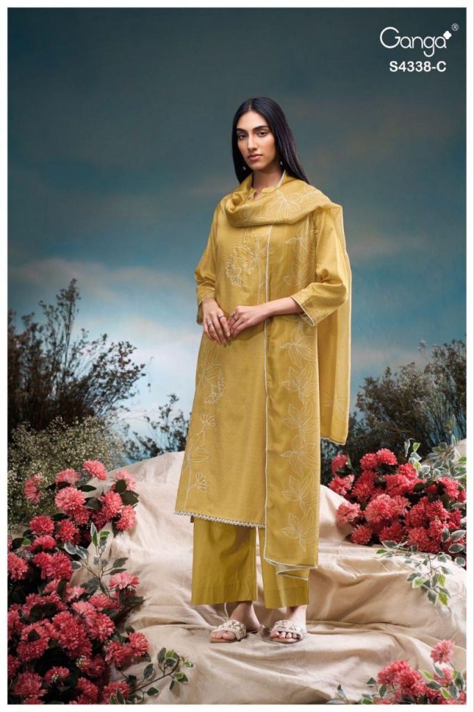 Ganga Bresiya 4338 Printed Embroidery Work Salwar Kameez