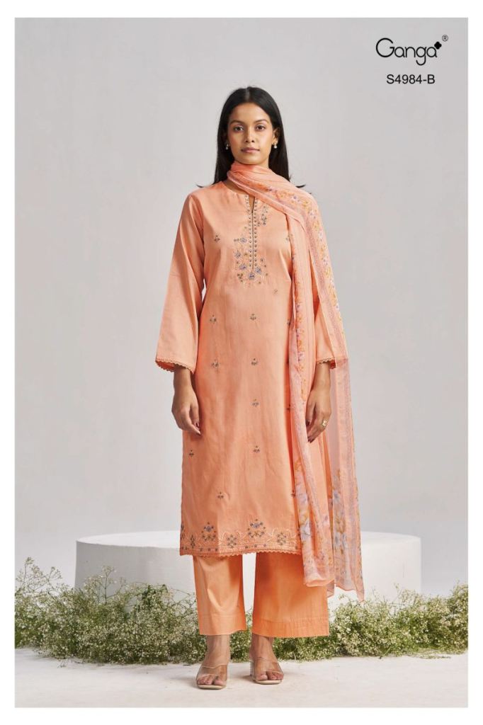 Ganga Elara lishka 4984 Cotton Satin Embroidered Salwar Kameez