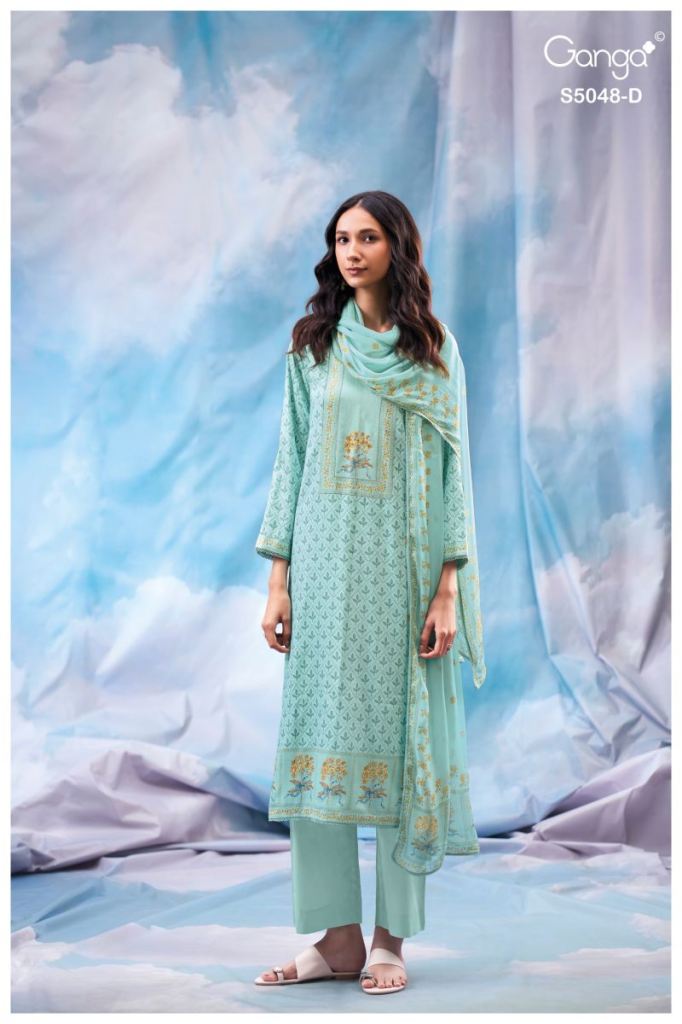 Ganga Faanvi 5048 Print With Embroidered Salwar Kameez