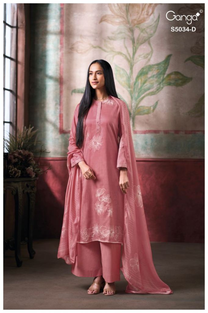 Ganga Fenyra 5034 Print Aand Hand Embroidered Salwar Kameez