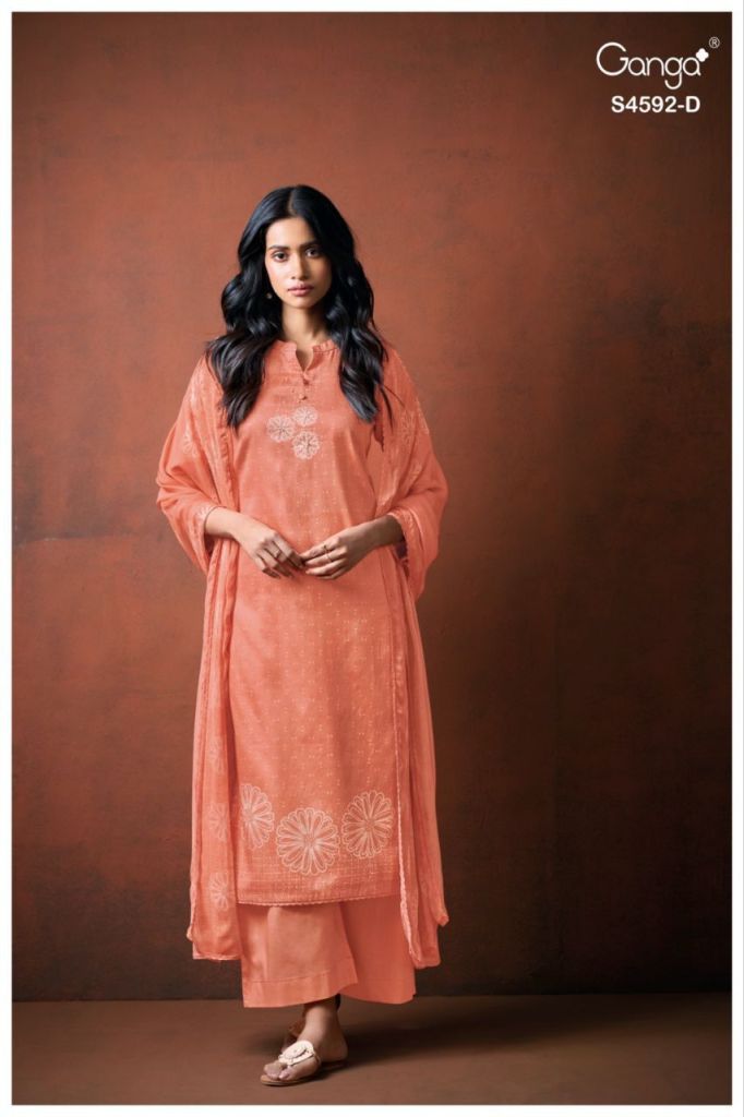 Ganga Girel S 4592 Printed With Hand Worked Dress Material