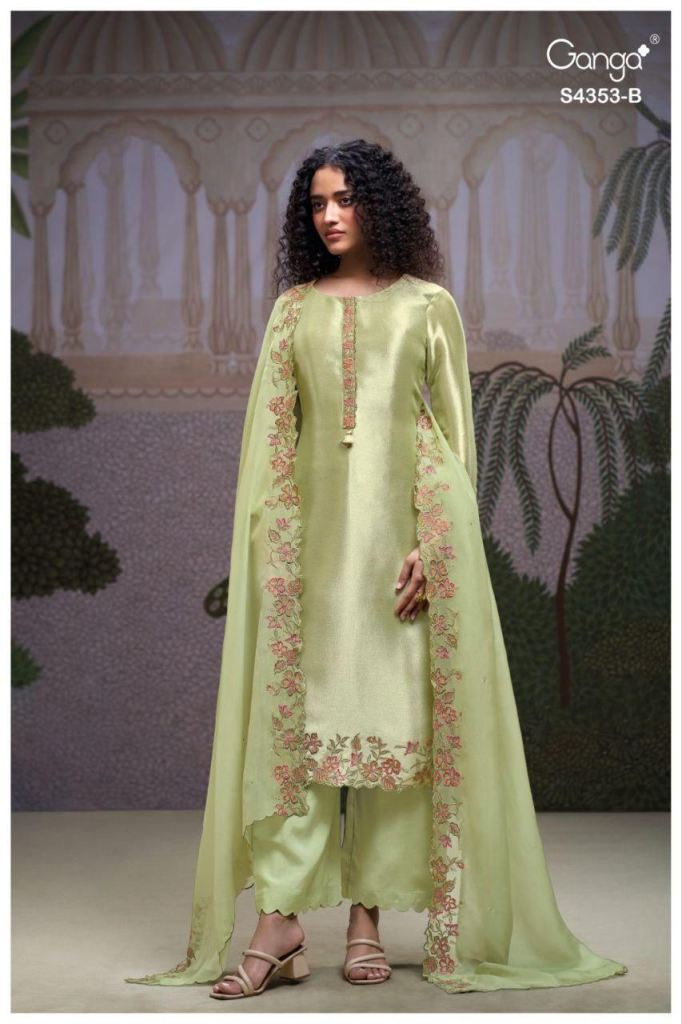 Ganga Glorina 4353 Embroidery Dress Material