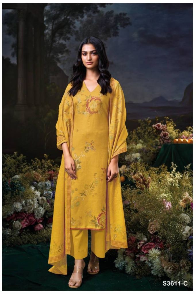 Ganga Idhika Cotton Linen Printed Salwar Suit