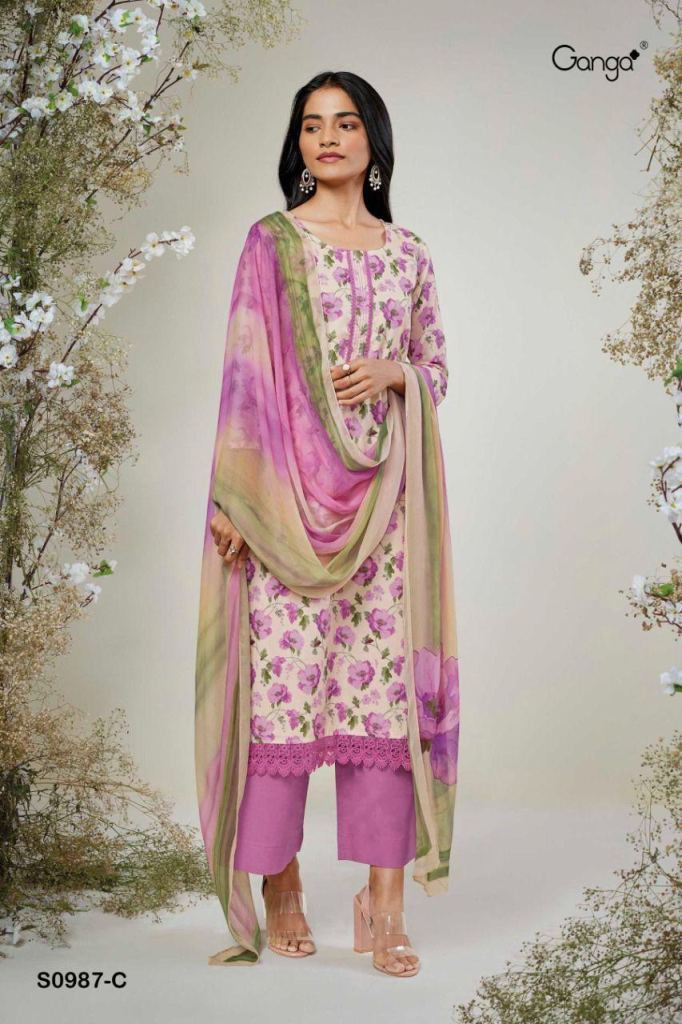 Ganga Inna 987 Cotton Printed  Designer Dress Material collection