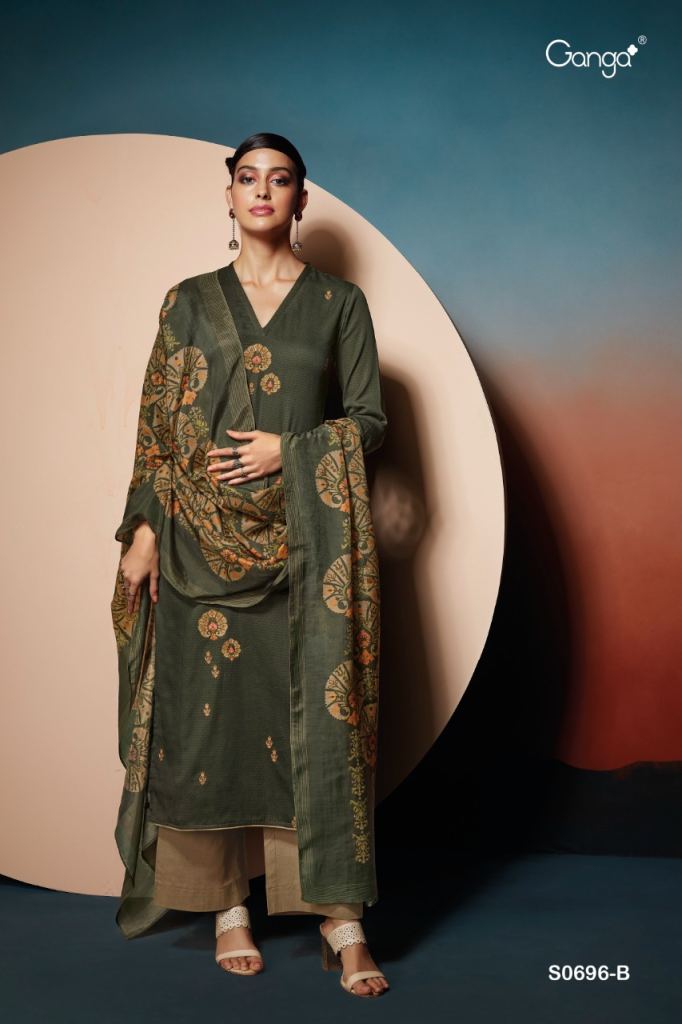 Ganga Inna Cotton Satin Expensive Dress Materials Catalog