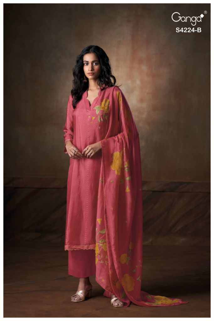Ganga Ishvika 4224 Bemberg Habutai Printed Salwar Kameez