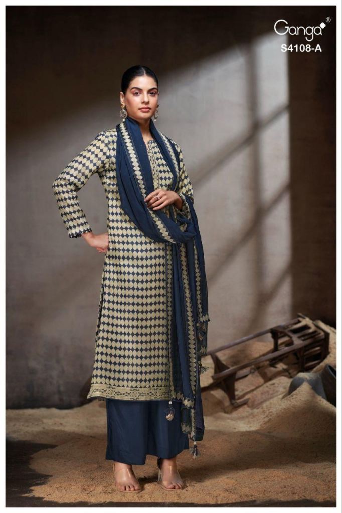 Ganga Rivana 4108 Printed Embroidered Work Salwar Kameez