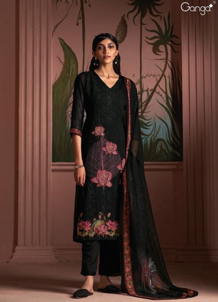 Ganga Riwaaz Viscose Organza Designer Dress Material  