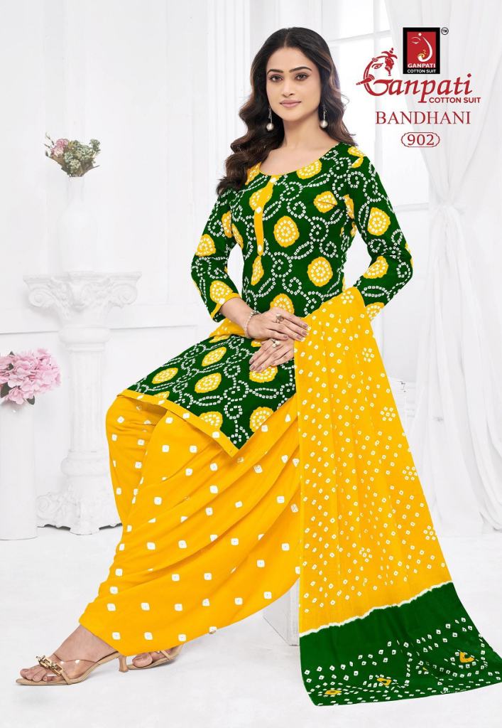 Ganpati Bandhani Vol 9 Printed Bandhej Dress Material