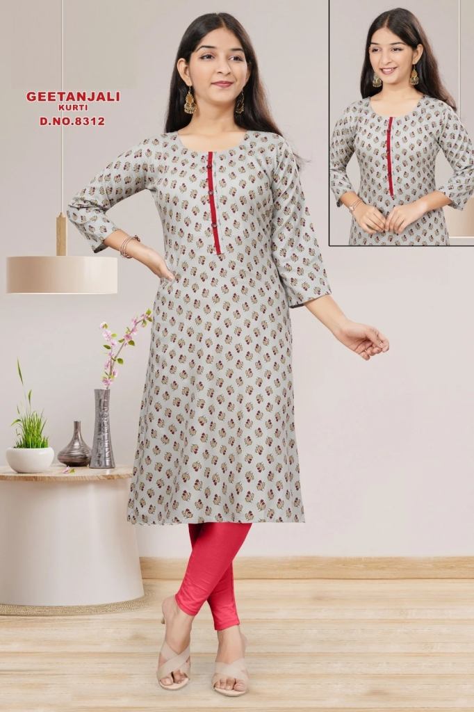 Geetanjali 8312 Rayon Printed Kid's Wear Kurti 