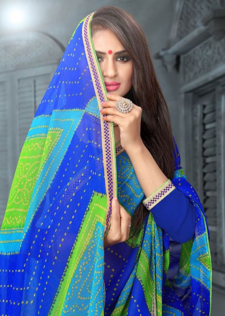 Ghungharu 6 Kodas Group Bandhani Saree Set