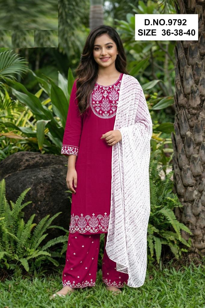 Girijaa Vol 1 Embroidery Kurti Palazzo With Dupatta